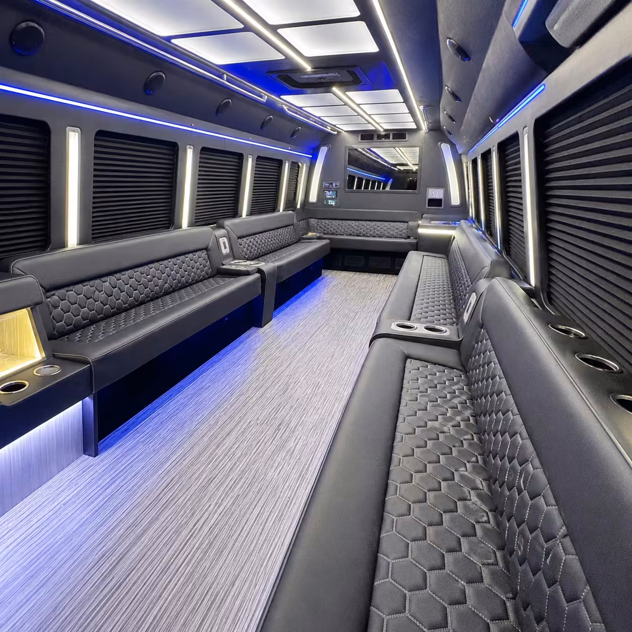 28 passenger party bus inside